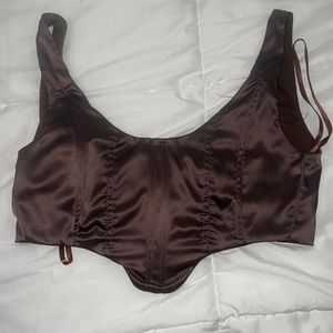 Brown boned corset crop top